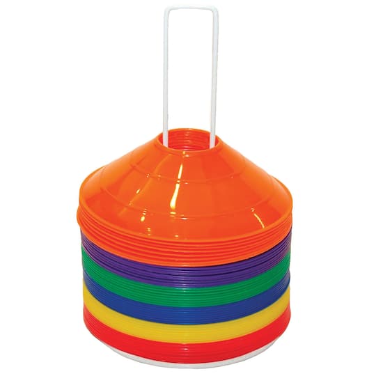 Champion Sports 9&#x22; x 2&#x22; Assorted Color Saucer Field Cone, Set of 48